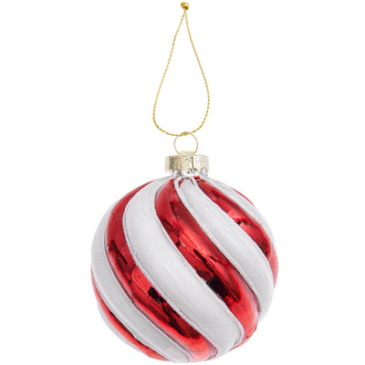 קישוט לתלייה: Glass Ball Red & White