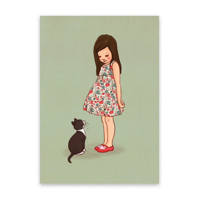 גלויה : Girl & A Cat